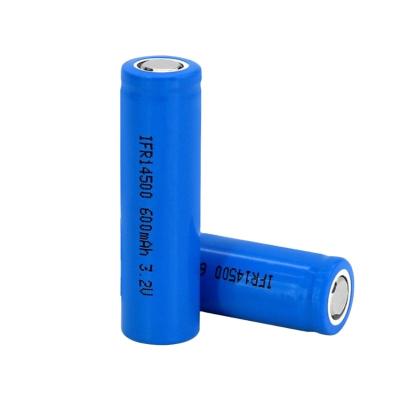 China Long Cycle Life 14500 3.2V 600mAh LiFePo4 Battery AA Size IFR14500 Lithium Iron Phosphate Rechargeable Batteries for sale