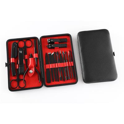 China Latest Cool Black Hot Sale Latest Design Manicure Pedicure Set 18pcs Personal Care Tools Nail Clippers Set for sale