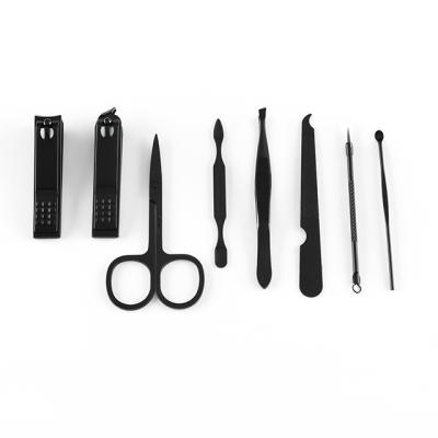 China Multifunctional High Quality Fresh Black Men Manicure Black Beauty Nail Care Pedicure Set 8pcs for sale