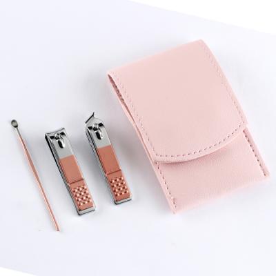 China Stainless Steel Correction Manicure Nail Care Tool 3pcs/set Rose Gold Professional Durable Sturdy Ultra Sharp Anti-Slip Nail Clippers for sale