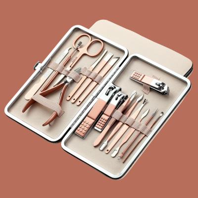 China 16pcs Rose Gold Long Lasting Multifunctional Professional Nail Care Manicure Pedicure Set for sale