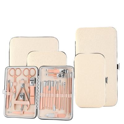 China Rose Gold Manicure Pedicure Clippers Set Travel Hygiene Kit Stainless Steel Cutter Care Set Scissors Tweezers Ear Pick Tool for sale