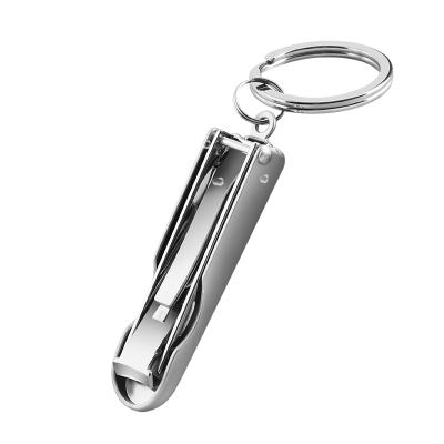 China Professional Nail Tools Silver Carbon Steel Folding Nail Clipper With Portable Key Ring Key Chain Nail Cut for sale