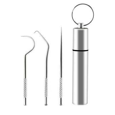 China 2021 Stainless Steel Portable Outdoor Toothpicks Waterproof Travel Toothpick Waterproof Key Tool for sale