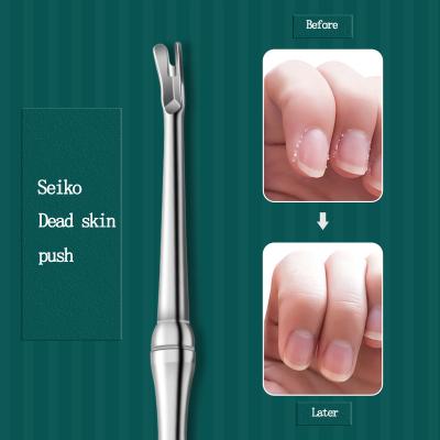 China Stainless Steel Skin Safe Dead Fork For Manicure Cuticle Remover Pedicure Salon Dead Skin Revomer Tool for sale