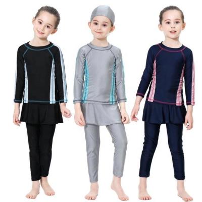 China Kids Girls Breathable Customized Muslim Swimwear With Hijab Hat Kids Beach Wear Islamic Swimming Swimsuits for sale