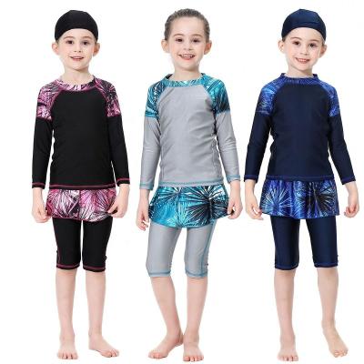 China Drop Shipping Wholesale Drop Shipping Kids Breathable Islamic Kids Swimwear 3pcs Set With Hijab Modest Burkinis Muslim Swimwear for sale