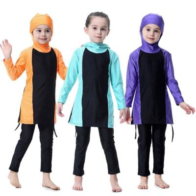 China Drop Shipping Baby Kids Swimwear Muslim Girls Youth Breathable Islamic Swimsuit Burkinis With Hijab Scarf for sale