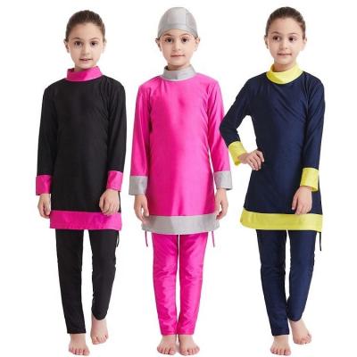 China 2022 Kids Girls Breathable Muslim Swimwear With Hijab Hat Kids Beach Wear Islamic Swimming Swimsuits for sale