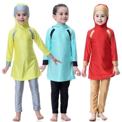 China Kid Swimwear Breathable Muslim Beach Wear 3 Pieces Kids Islamic Swimwear Baby Swimsuit Hijab for sale