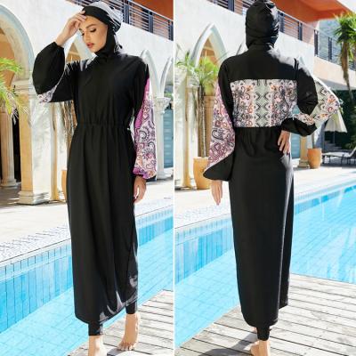 China Plus size 2022 new design swimwear for women muslim lantern sleeve long sleeve paisley print drawstring baju renang muslimah muslimah for sale