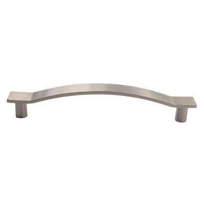 China Satin Door Handle Design Modern 400mm Curved Solid Stainless Steel Single Side Wooden Door Pull for sale