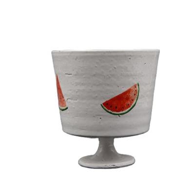 China Pottery Minimalist Creative Hand Paint Cute Fruit Stalk Mug for sale