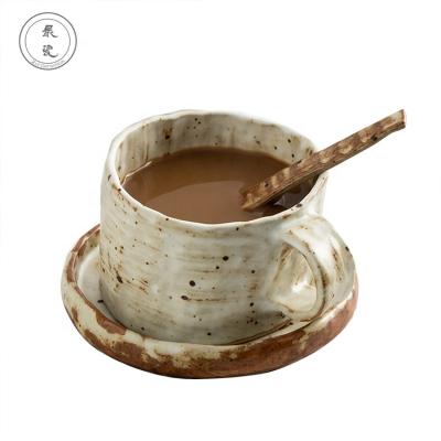 China Handmade creative pottery modern bubble tea cup and saucer MADE TO ORDER viable for sale