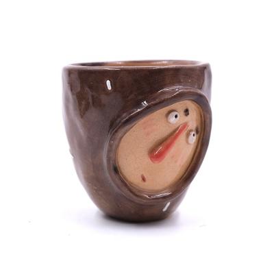 China Viable Custom Handmade 3D Ceramic Drinking Artists Doll Cute Kids Tea Cup for sale