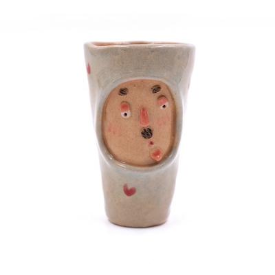 China Minimalist Custom Handmade Creative Hand Painted Espresso Cup Cute Ceramic Pottery Tumbler for sale