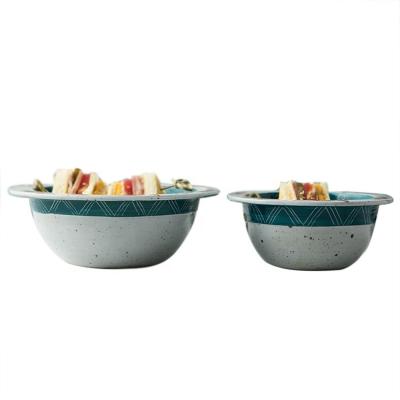 China Sustainable high quality customizable ceramic pottery handmade salad bowl for salad and fruit for sale