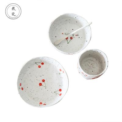 China Viable CUSTOM Handmade Creative Painting Cute Pottery Tableware Set Ceramic for sale