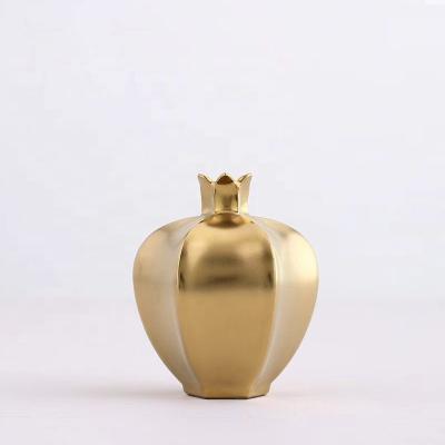 China Small Modern Minimalist Gold Chandelier China Shape Pomegranate Ceramic Flower Vases For Decoration for sale