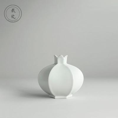 China New Decor Minimalist Ceramic Vase For Home Unique Design Pomegranate Shape Modern White Tabletop Vase S, 11-sizes 10 Pieces Hand Made Ceremic for sale