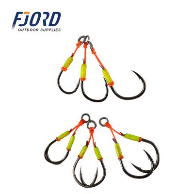 China High Quality FJORD Double Hook Fishing 12# 14# 16# Fishhook Building Aid Bulk Hook Carbon Steel Hooks for sale