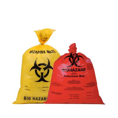 China Red Yellow Disposable Autoclave Clinic Disposable Disease Clinical Biohazard Medical Waste Bag for sale