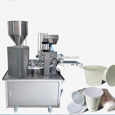 China Automatic Rotary Food Paper Cup Ice Cream Tomato Sauce Honey Yogurt Coffee Cup Filling and Sealing Machine for sale