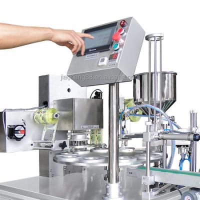 China Good price 2/4/6/8 lines food cup ice cream liquid rotary water thermoforming cup filling and sealing machine for sale