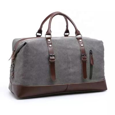 China Waterproof Good Quality Canvas Pu Travel Bags Leather Duffle Bags Custom Travelling Duffle Luggage Bag for sale