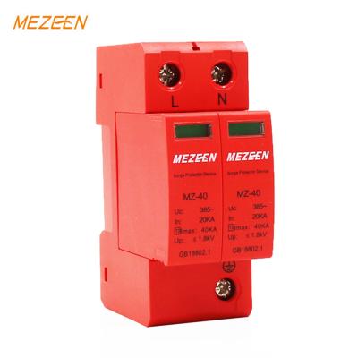 China Electronic Equipment Mezeen Lightning Surge Protector SPD OEM Surge Thunder Arrester AC 220V/385V/420V 2P 4P Surge Protective Device for sale