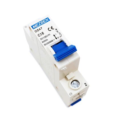 China DC 125V MCB 1P Copper Circuit Breaker 6A 16A 20A 40A 63A DIN Rail Parts.etc Electrical Air Switch for sale