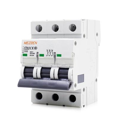 China Parts.etc Copper Miniature Circuit Breaker XTM8 230V 400V DIN Rail Mount 3 Low Voltage MCB Phase 6A 16A 20A 32A 63A for sale