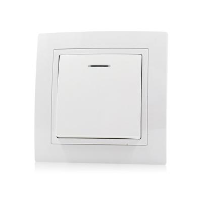 China High Quality Multi-Purpose White Panel PC 1 Gang 1 Way Switch Click Button European Switch With Indicator Light for sale