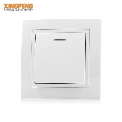 China Multi-Purpose Pure PC Panel+High Quality EU Wall Switch 220v Thick Copper Parts Phosphor Strip One Way With Indicator Light for sale