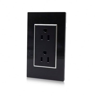 China Durable Design 6 Pin 15A Black Acrylic Duplex Receptacle Socket /safety Luxcury US Type Outlet for sale