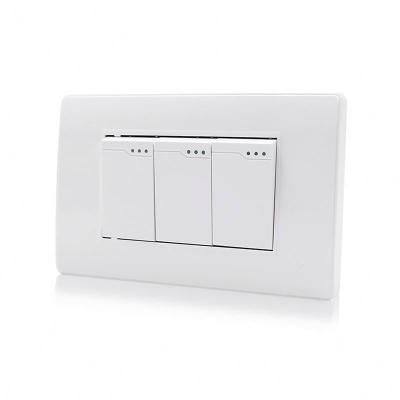 China Convenient South American Standard PC 3 Gang 1Way Button Lamp Switch White Electrical Wall Switch Socket for sale