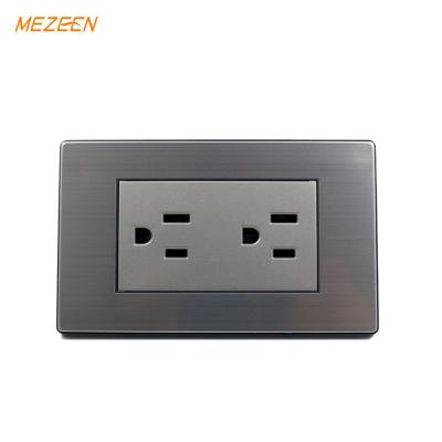 China Convenient Hot Sales Safety Plate Cover Stainless Steel Panel Flame Retardant Electrical AC 110v 220v 16a Switch And Socket 6 Pin Outlet for sale