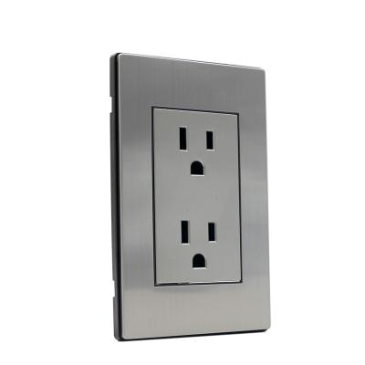 China Convenient US Type Safety Switch And Socket Double 3 Pin 15A Wall Outlet Electrical Socket Outlet for sale