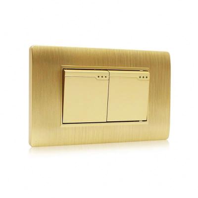 China Home Applicance Gold PC Wall Panel Switch Socket 2 Gang 3 Way Electrical Switch For South American Market for sale