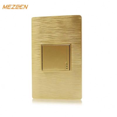 China Order China Factory M Series Golden Color 118*72mm Panel 1 Strip 3 Way Light Wall Switch for sale