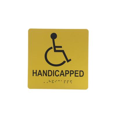 China Hotels Japan CUSTOM Safety Metal Acrylic Braille Silver YELLOW Toilet Sign for Handicapped for Shangcao Hardware for sale