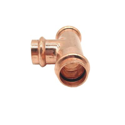 China Refrigeration Tube 2022 Wholesales Copper Press Reducing High Quality Chinese Copper Tee V-Profile Press Fitting for sale