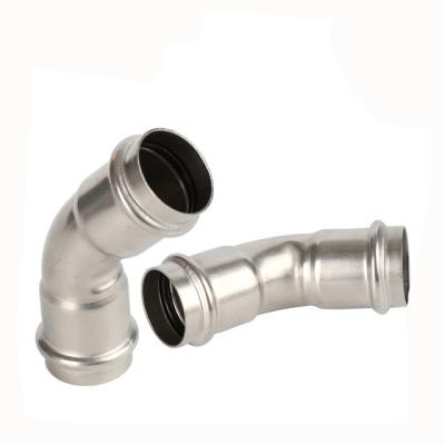 China 304 / 316L Stainless Steel V Type Press Tubing Pipe Fitting 45 Degree Elbow for sale