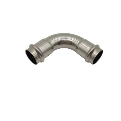 China 304/316L High Quality 90 Degree Elbow Pressed Elbow, Chinese V-Profile Pipe Press Fitting Press Tube Fittings Supplier for sale