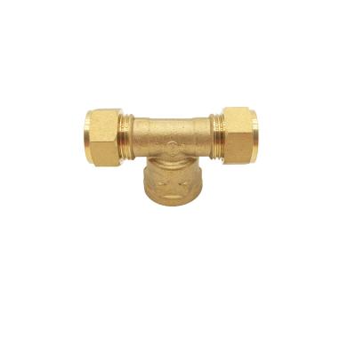 China Brass Brass Compression Fitting Female Center Branch Tee for sale