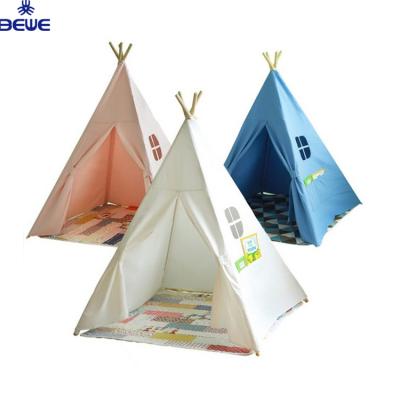 China Camouflage/Field play good quality good prices portable cotton canvas custom design pink color 4 poles kids tepe tent for sale