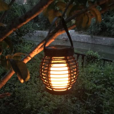 China Outdoor Garden LED Garden Lights Rattan Basket Yard Decoration Flame Lighting for sale