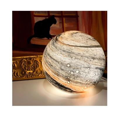 China Modern Colorful Glass LED Planet Night Light Table Lamp Jupiter USB Remote Control Home Decor for sale