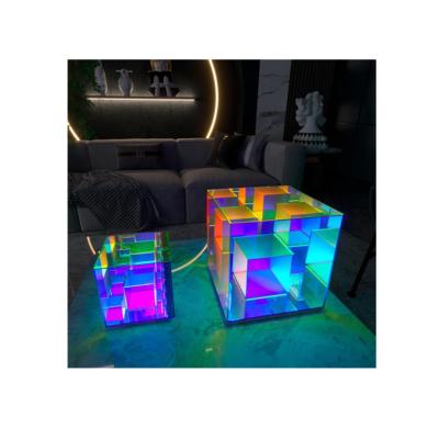 China Dropshipping Modern Night Lighting Acrylic Magic Modern Led Cube Desk Table Lamp Table Light For Bedroom for sale