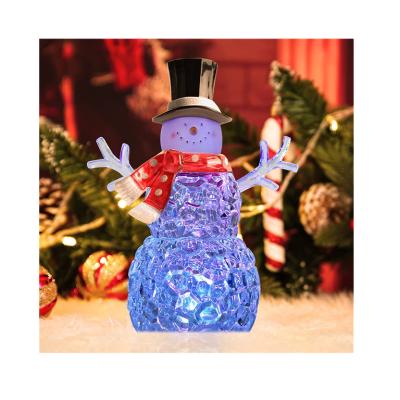 China Christmas Present& Decoration Snowman Christmas Lights Christmas Ornament Battery Crystal with Color Changing Figures Christmas Lights Decoration for sale